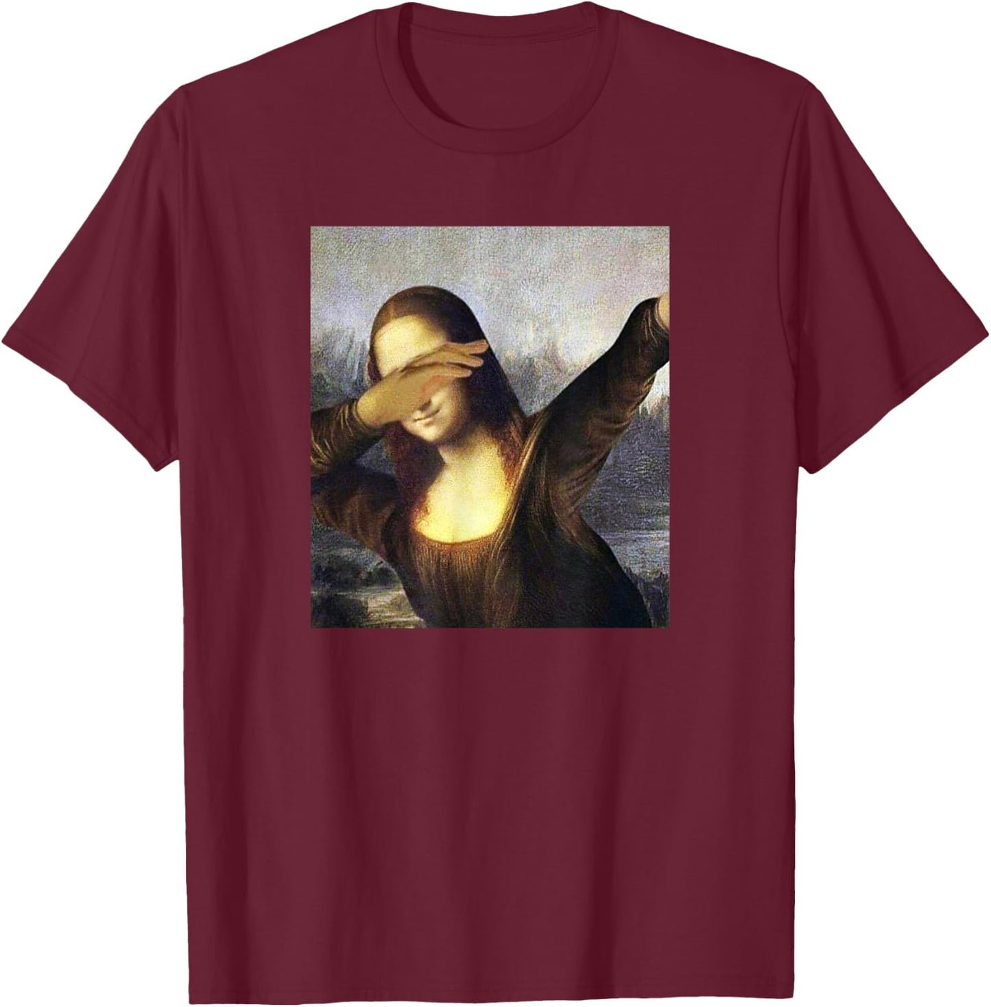 Dabbing Mona Lisa Dab Funny Memes Dabbing Dab Fun T-Shirt - T-Shirt | Maroon