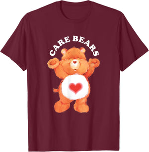 Care Bears Tenderheart Holding Logo Cute Cartoon T-Shirt - T-Shirt | Maroon