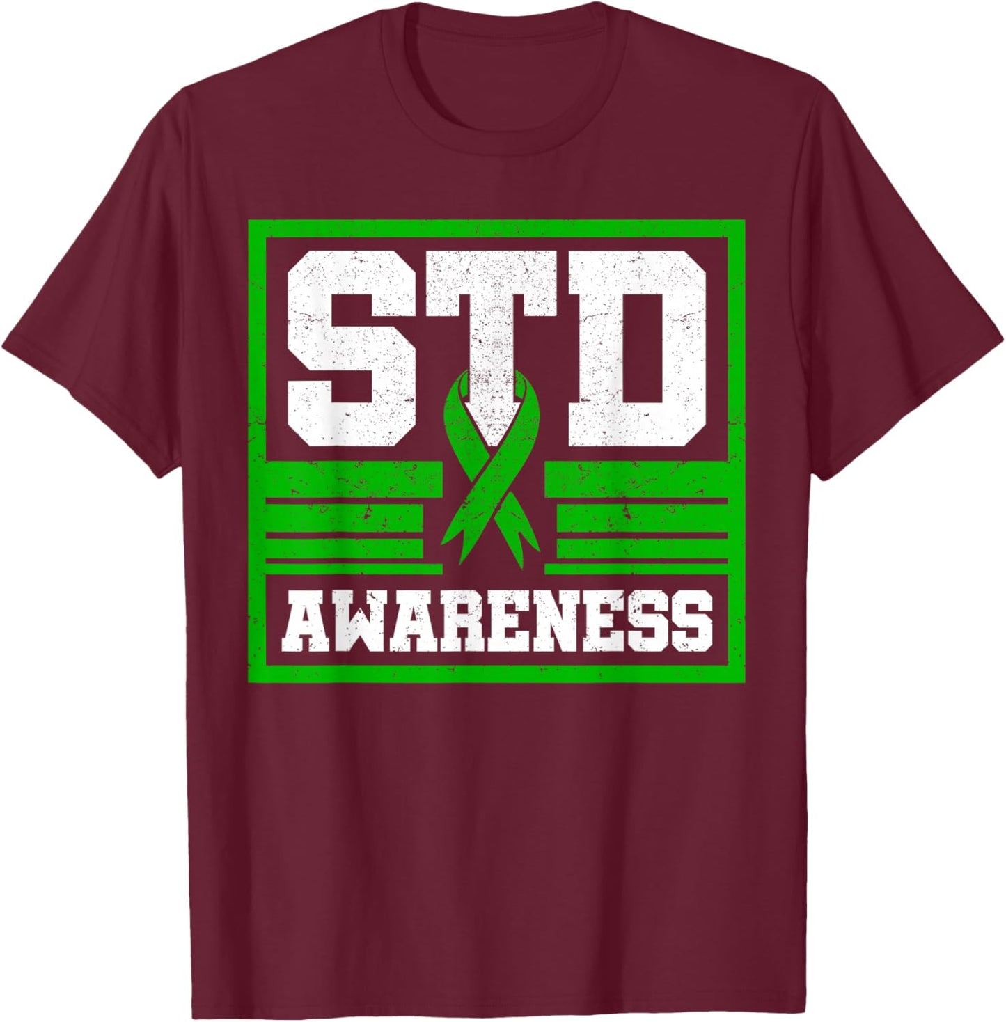 Sexually Transmitted Diseases STD Lime Green Ribbon Syphilis T-Shirt - T-Shirt | Maroon