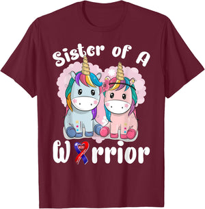 Sister Of A Heart Warrior CHD Awareness Week Unicorn T-Shirt - T-Shirt | Maroon