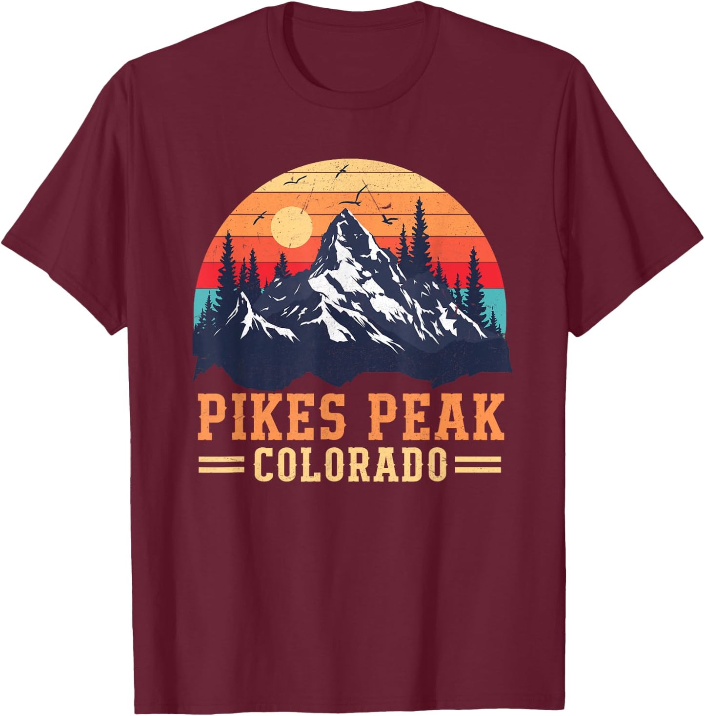 Pikes Peak National Park Hiking Mountain Outdoor T-Shirt - T-Shirt | Maroon