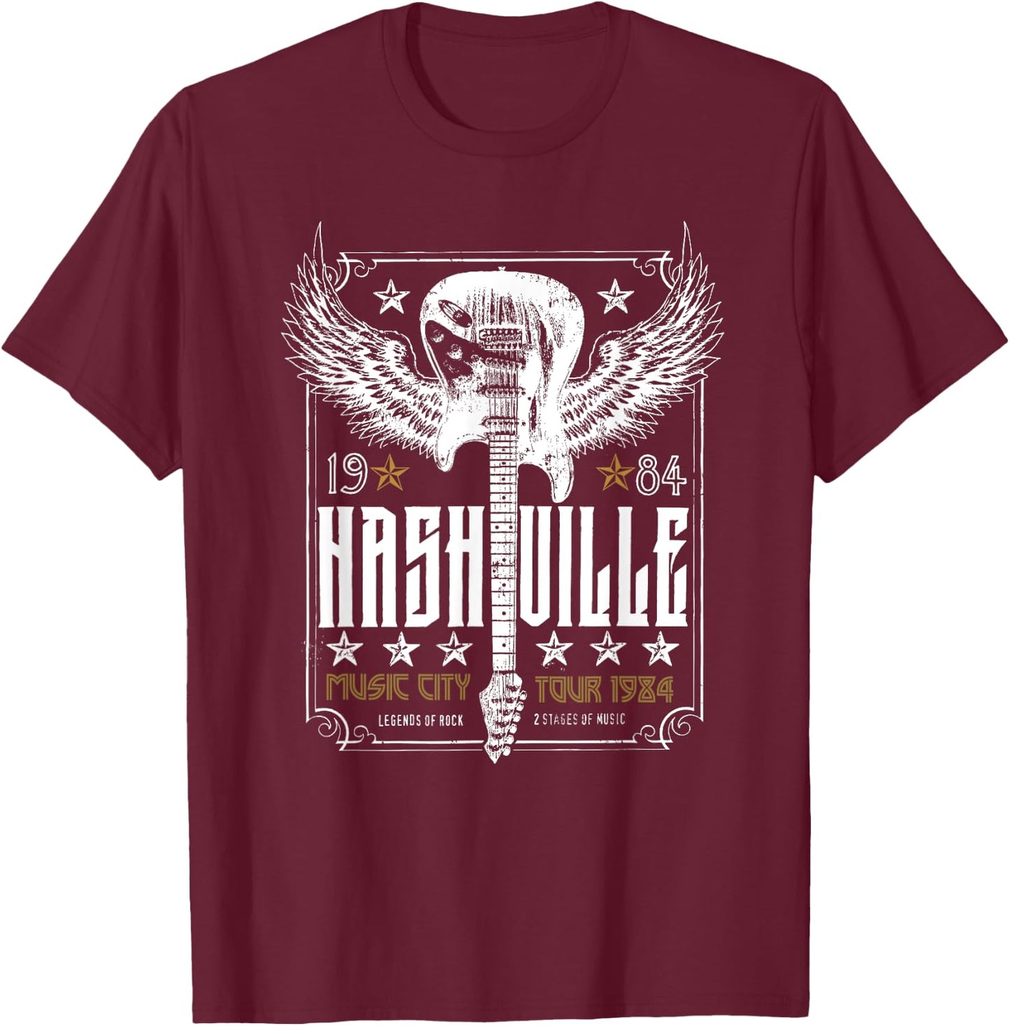 Nashville Tennessee Country Music City Guitar Concert Gifts T-Shirt - T-Shirt | Maroon