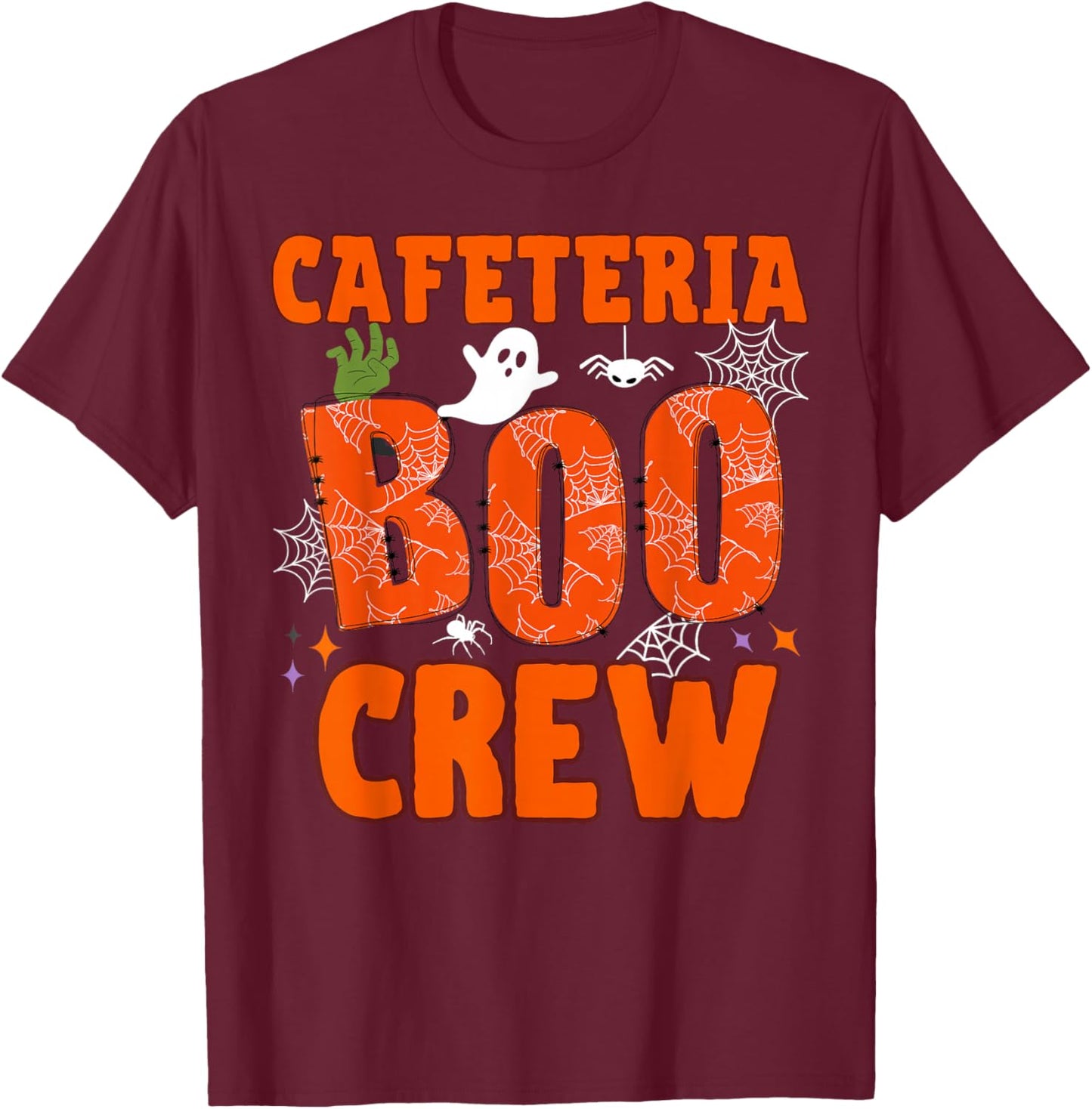 Cafeteria Boo Crew Halloween Costume Lunch Lady Matching T-Shirt - T-Shirt | Maroon