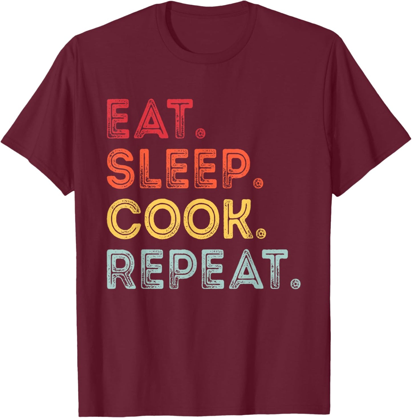Vintage Eat Sleep Cook Repeat Cooking Chef Men T-Shirt - T-Shirt | Maroon