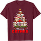 Meowy Catmas Cat Christmas Tree Lights Funny Xmas Pajamas T-Shirt - T-Shirt | Maroon