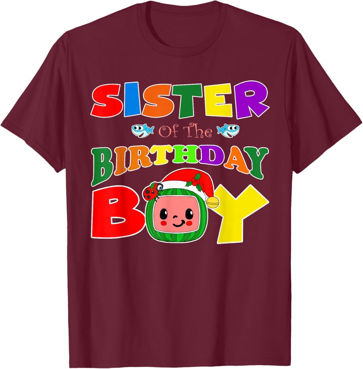 Sister Of The Birthday Boy Funny Melon Family Matching T-Shirt - T-Shirt | Maroon