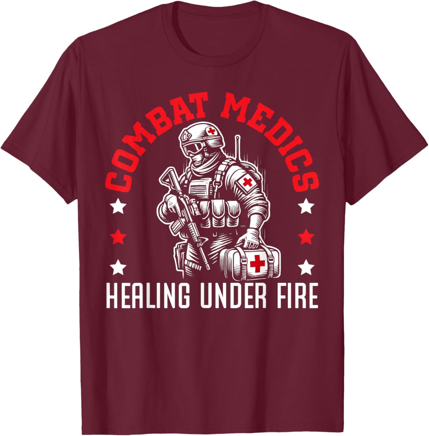Combat Medic First Aid Field Medic Military T-Shirt - T-Shirt | Maroon