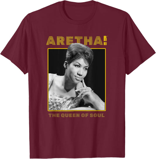 Aretha Franklin The Queen of Soul Music Portrait T-Shirt - T-Shirt | Maroon