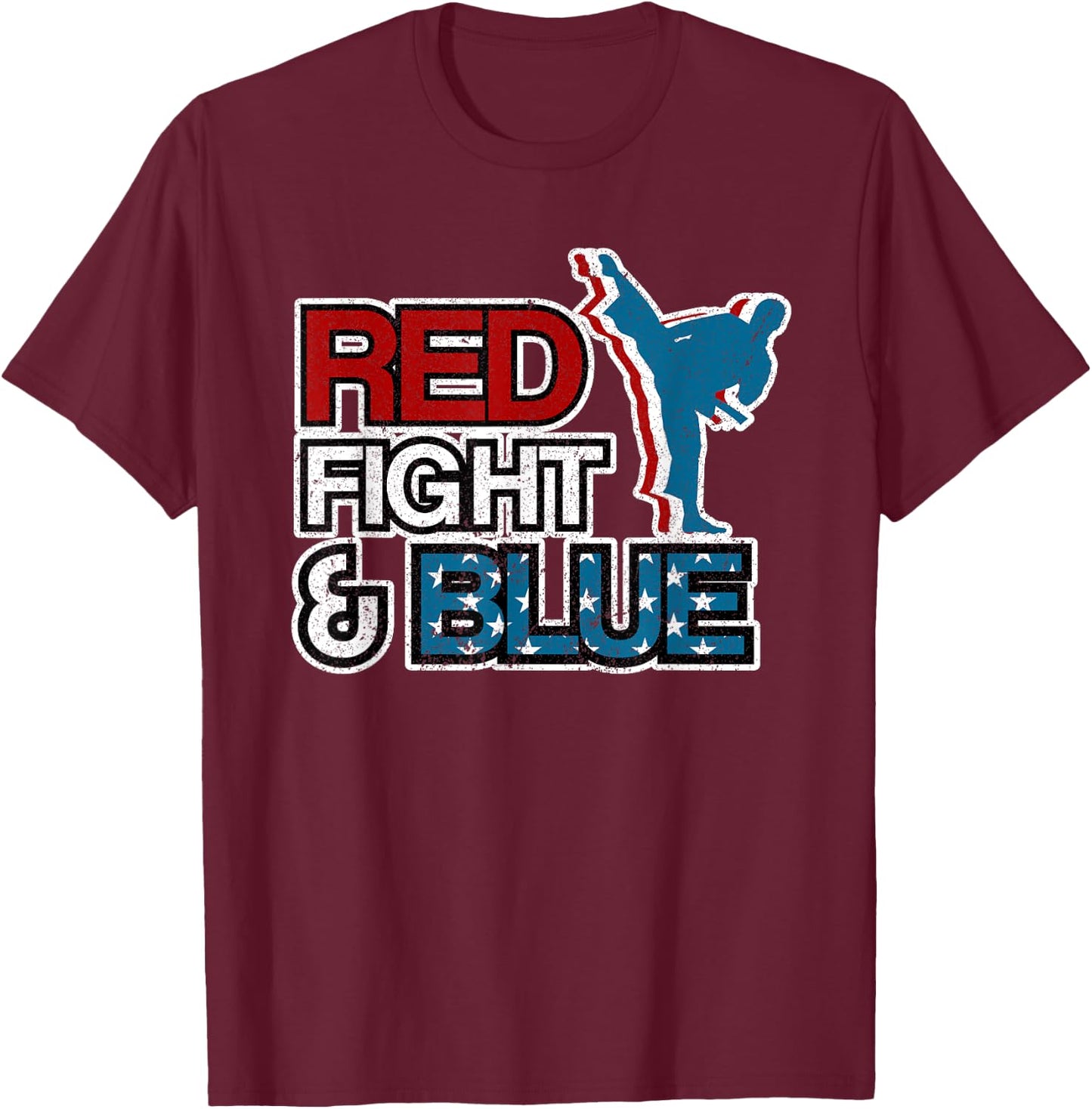 American Flag Martial Arts 4th of July Karate Taekwondo USA Men T-Shirt - T-Shirt | Maroon