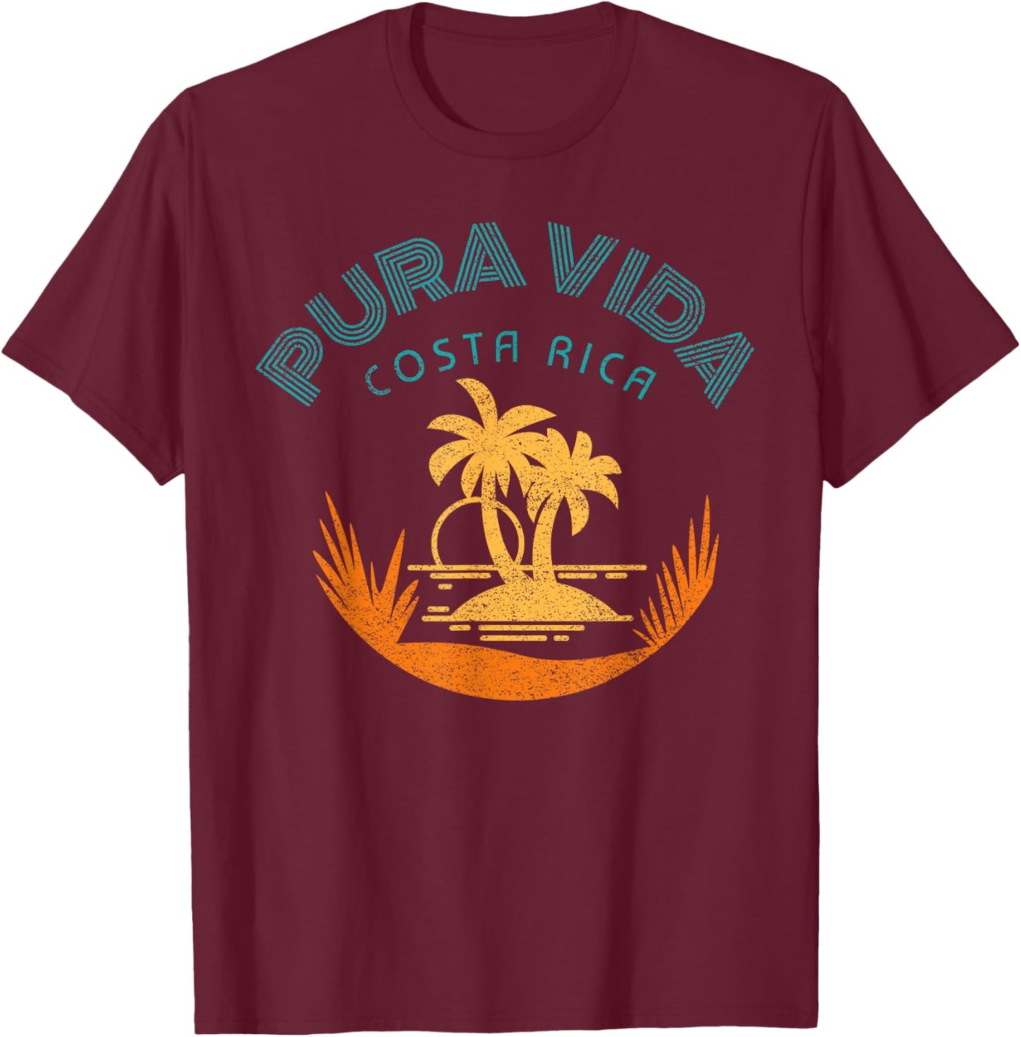 Beach Vibes Pura Vida Costa Rica T-Shirt - T-Shirt | Maroon