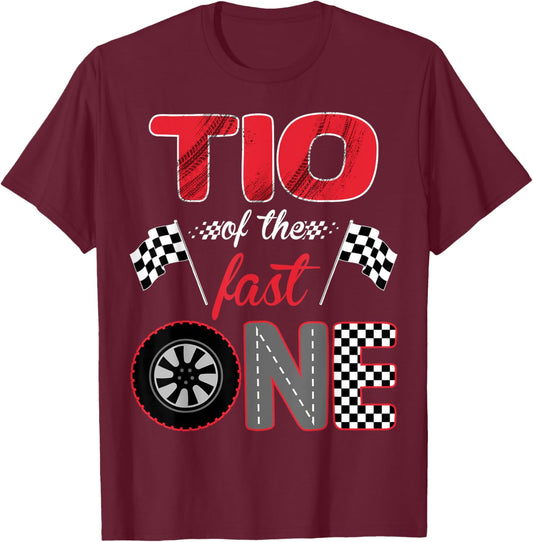 Tio Of The Fast One Birthday 1st Race Car Family T-Shirt - T-Shirt | Maroon