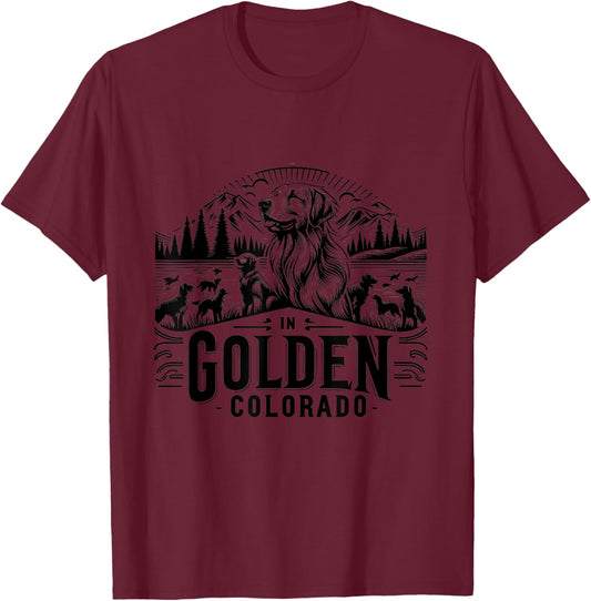 Vintage Golden Retrievers in Golden Colorado T-Shirt - T-Shirt | Maroon