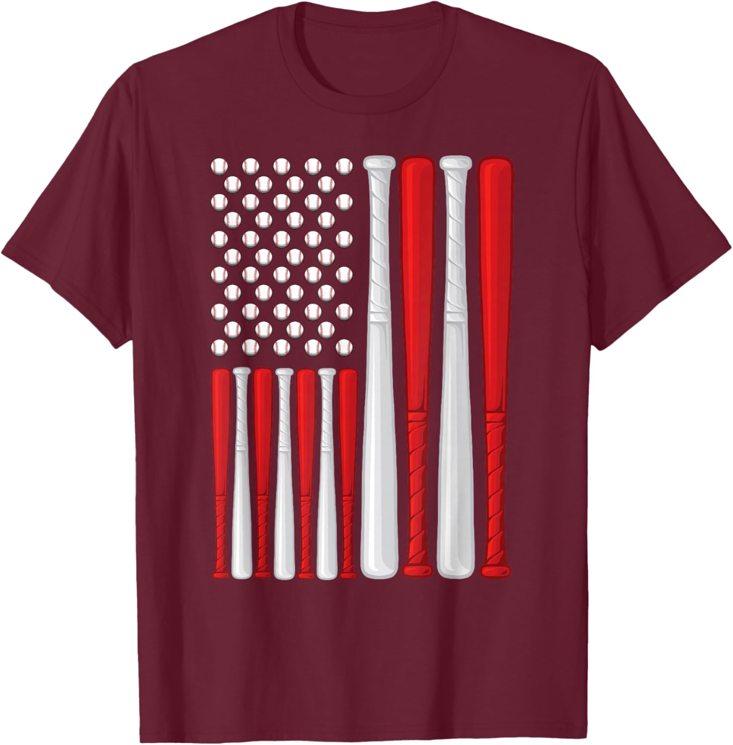 USA Flag - American Baseball Flag - Vintage Baseball Flag T-Shirt - T-Shirt | Maroon