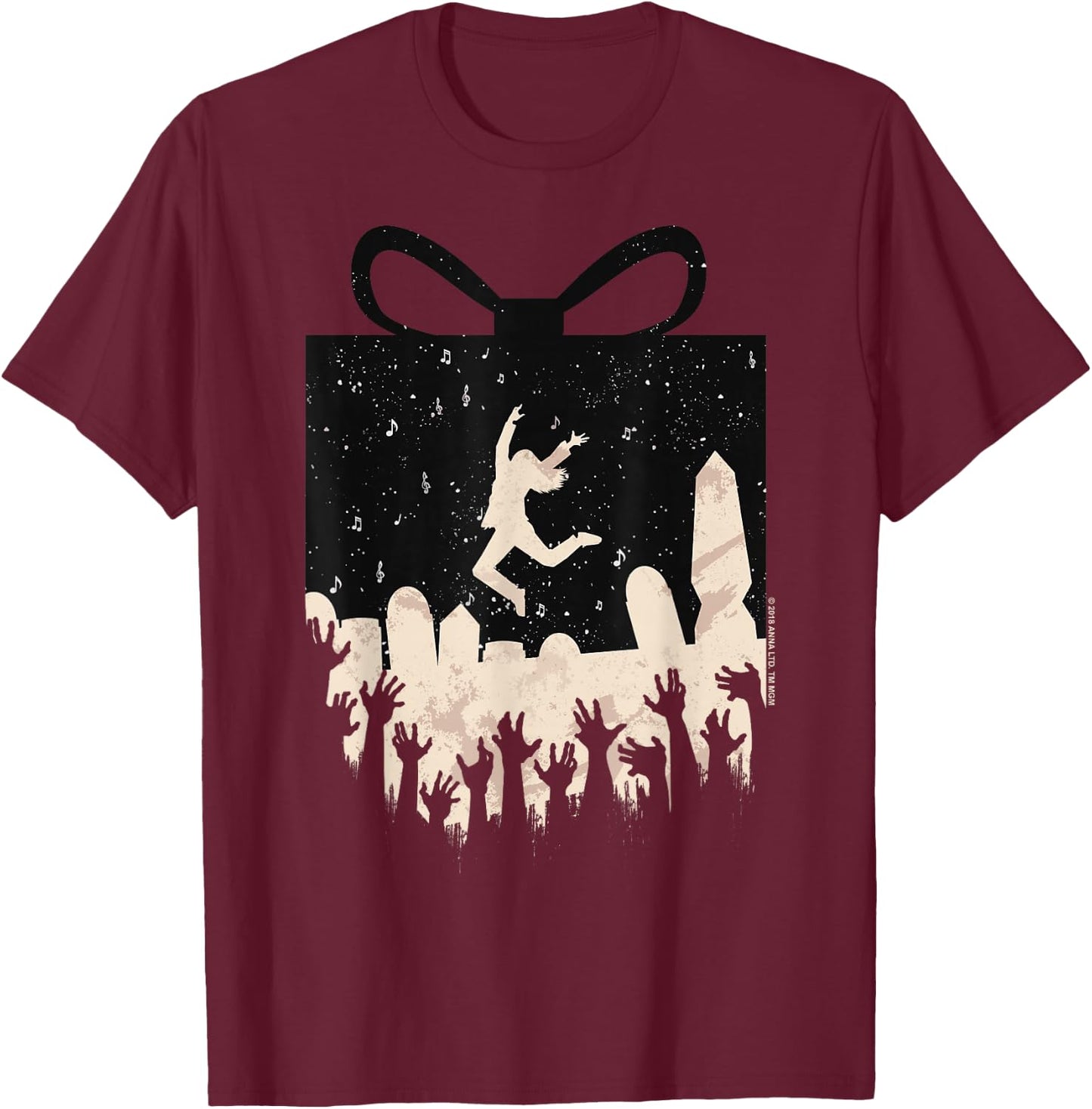 Anna and the Apocalypse Zombie Present Silhouette Christmas T-Shirt - T-Shirt | Maroon