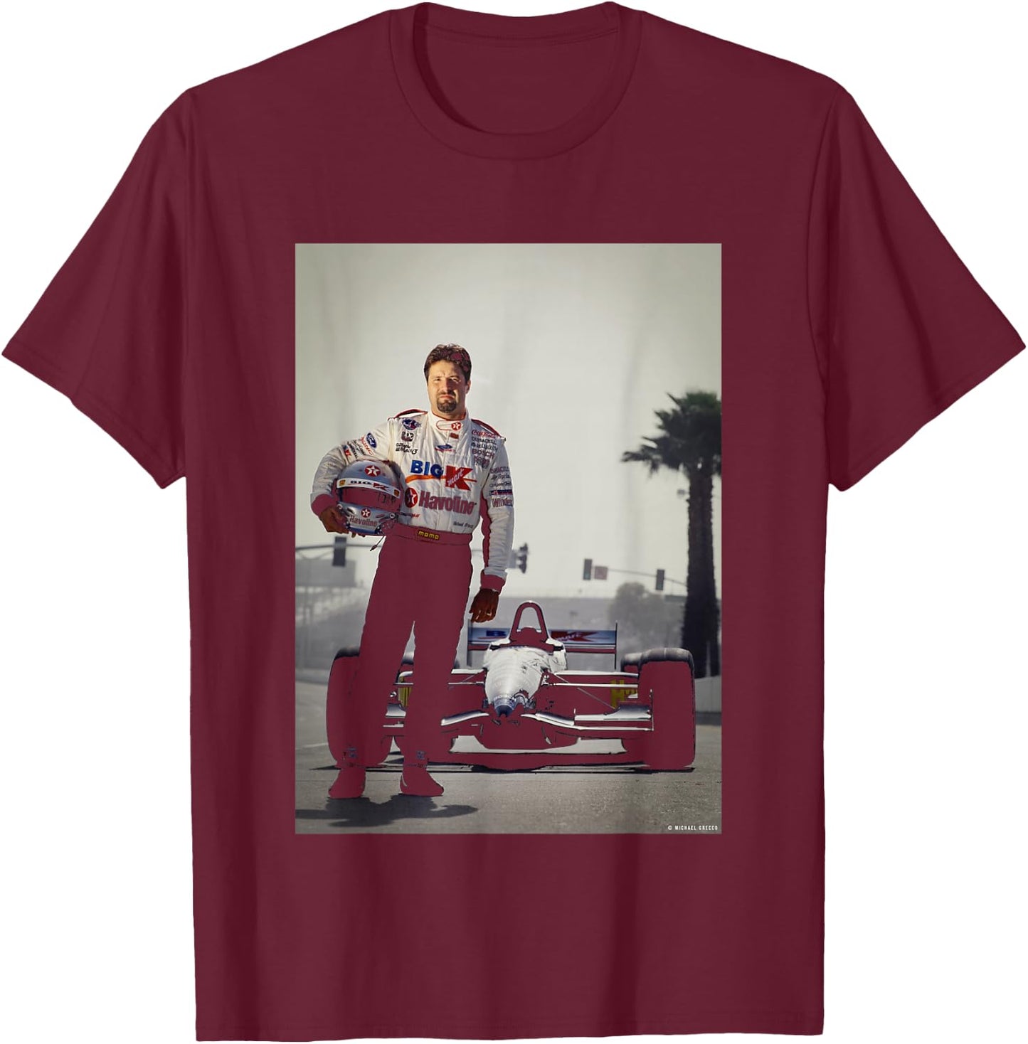Michael Mario Andretti F1 Long Beach Prix Michael Grecco T-Shirt - T-Shirt | Maroon