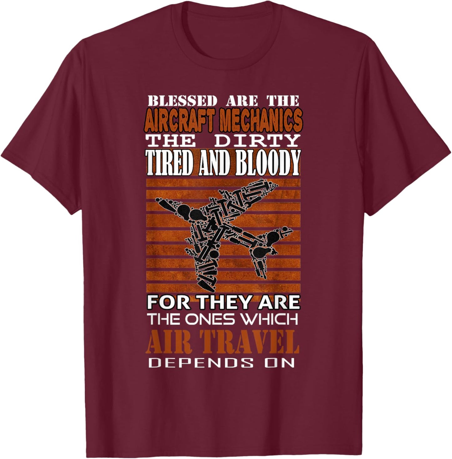 Blessed Are The Aircraft Mechanics Gifts Maintenance T-Shirt - T-Shirt | Maroon