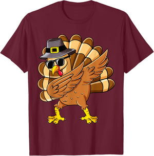 Dabbing Turkey Thanksgiving Day Pilgrim Boys Men Funny Dab T-Shirt - T-Shirt | Maroon