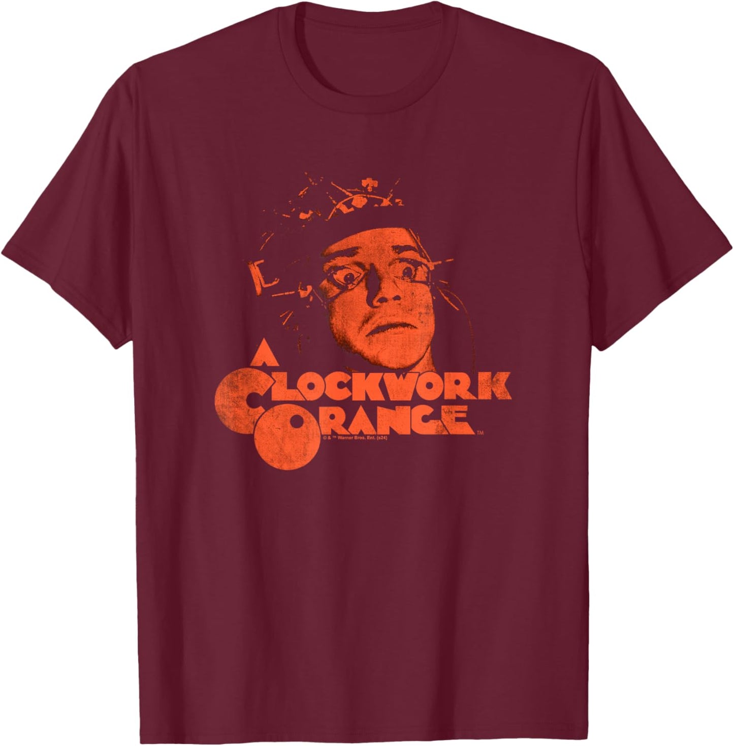 A Clockwork Orange Posterized Alex Face , Small, Black T-Shirt - T-Shirt | Maroon