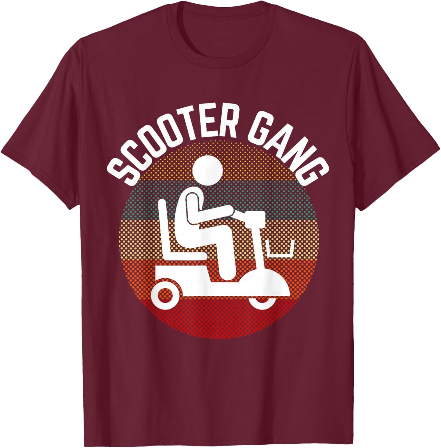 Mobility Scooter Gang Retro Vintage Moped Motorcycle Wheeler T-Shirt - T-Shirt | Maroon
