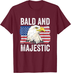 Bald and Majestic 4th of July Independence Day Bald Eagle T-Shirt - T-Shirt | Maroon
