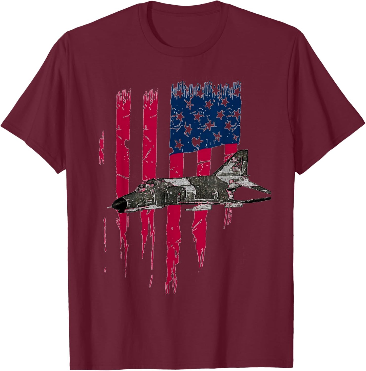 Patriotic F-4 PHANTOM The McDonnell Douglas America flag T-Shirt - T-Shirt | Maroon