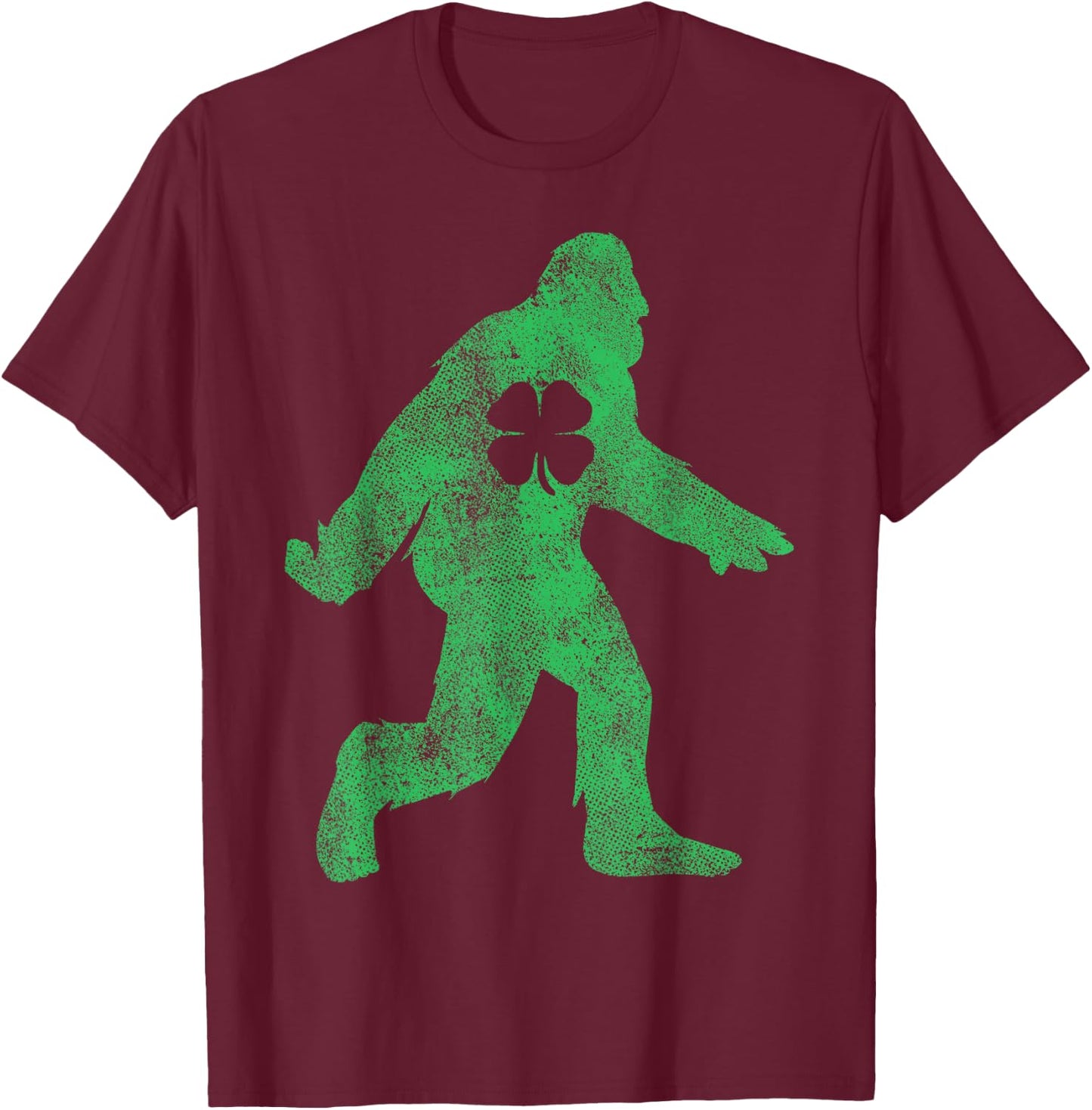 St Patricks Day Bigfoot Irish Sasqautch Saint Paddy's Gift T-Shirt - T-Shirt | Maroon