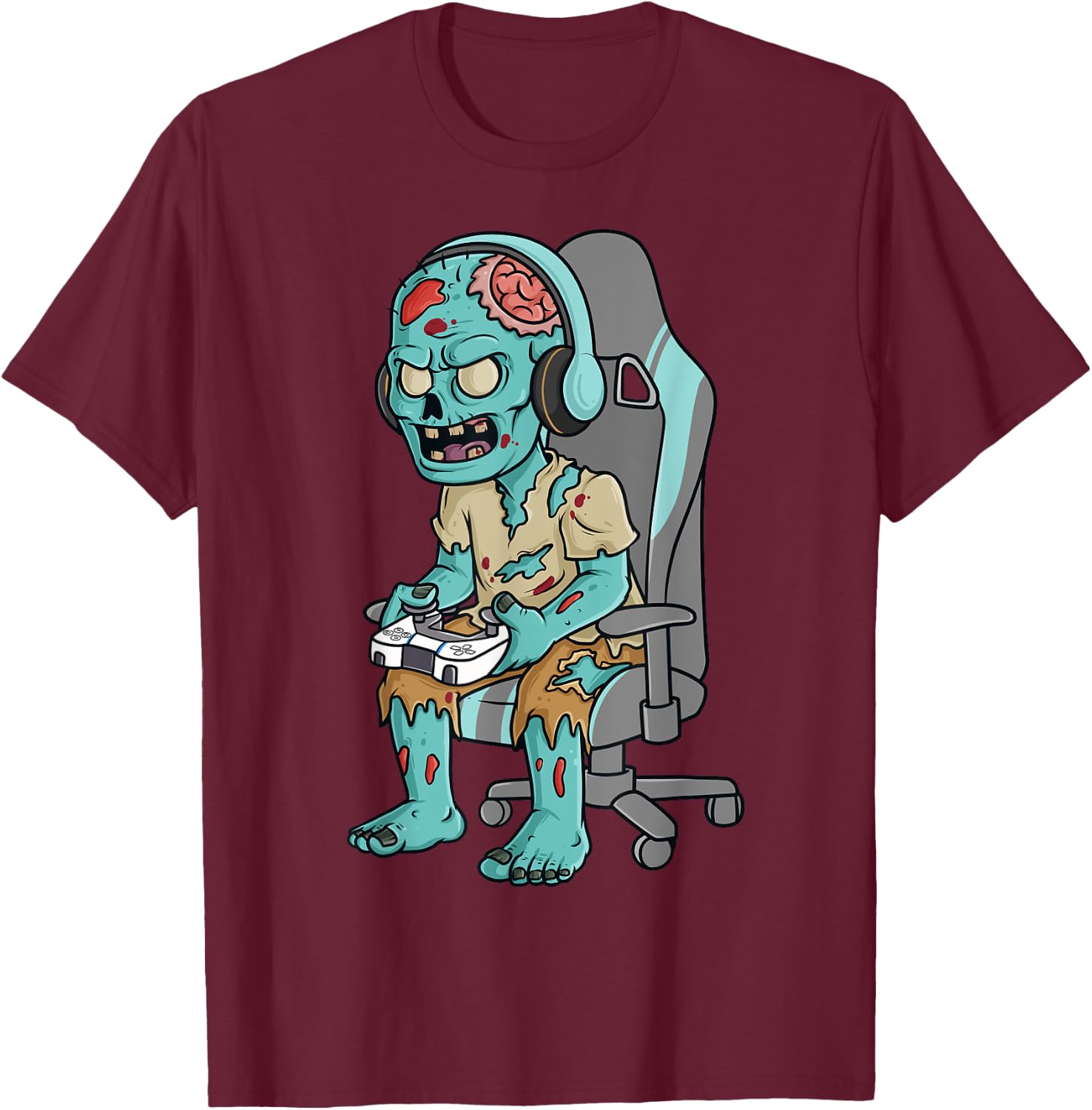 Gamer Halloween Zombie Scary Gaming Boys Kids Teen T-Shirt - T-Shirt | Maroon