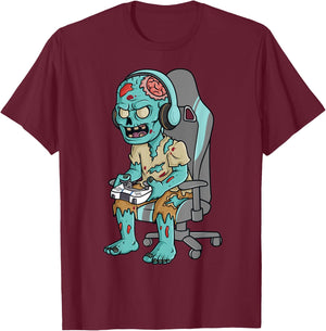 Gamer Halloween Zombie Scary Gaming Boys Kids Teen T-Shirt - T-Shirt | Maroon