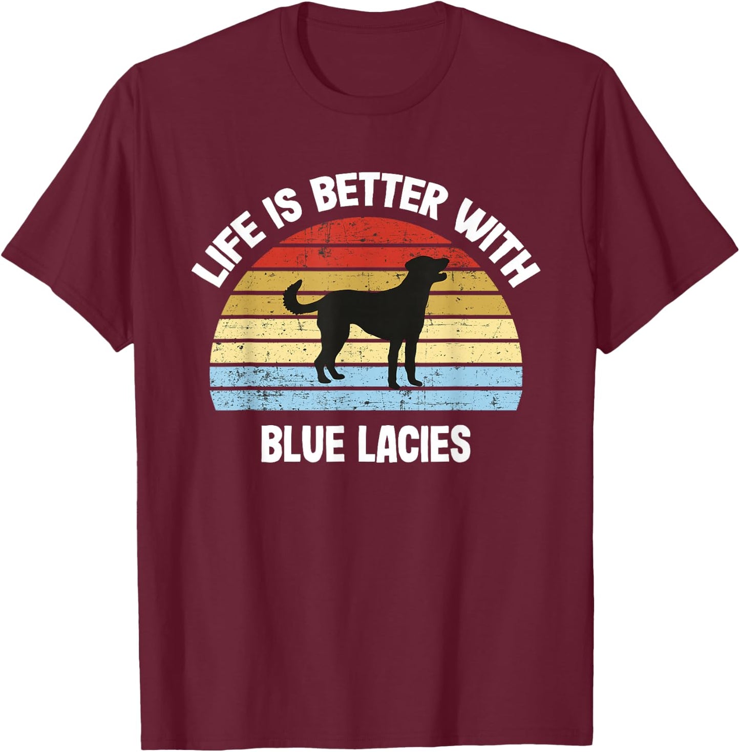 Retro blue lace dog T-Shirt - T-Shirt | Maroon