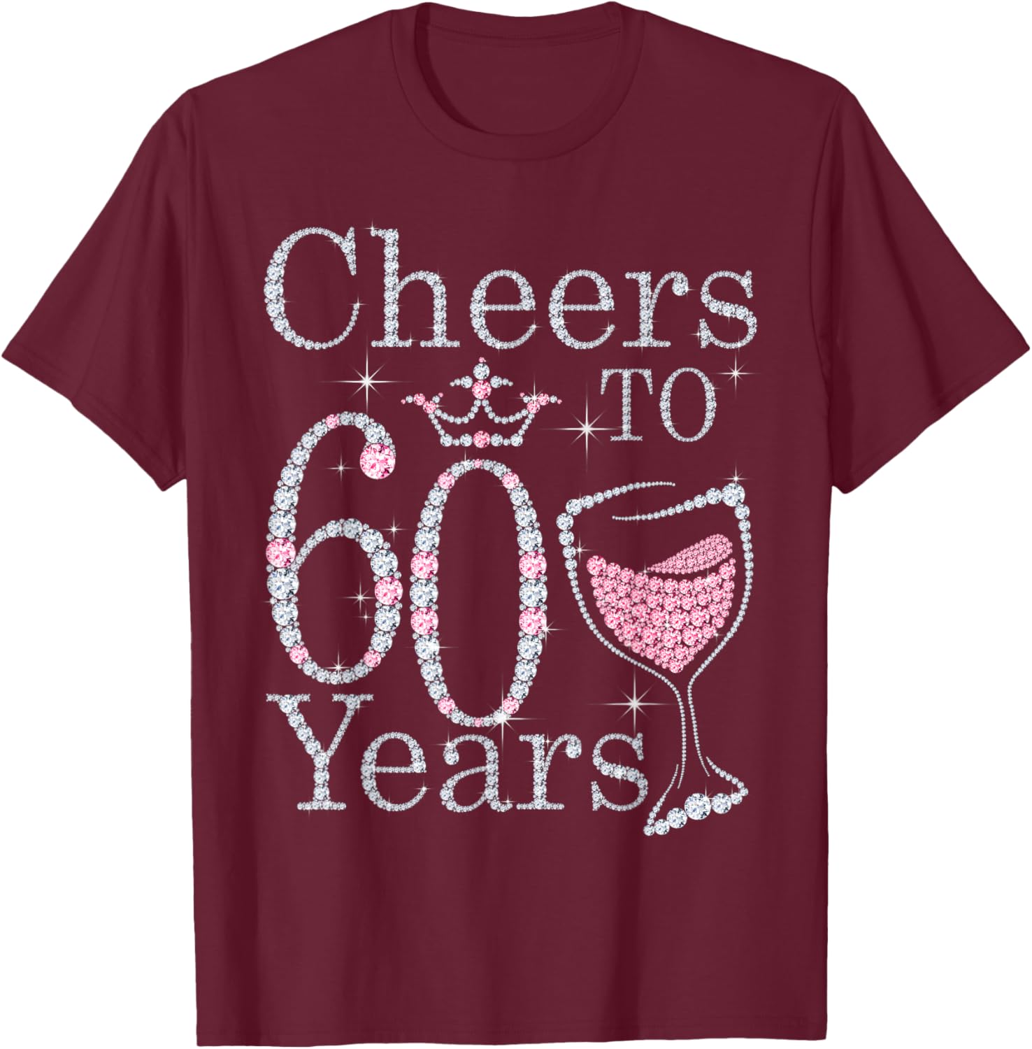 Cheers to 60 Years 1962 60Th Birthday Gift T-Shirt - T-Shirt | Maroon