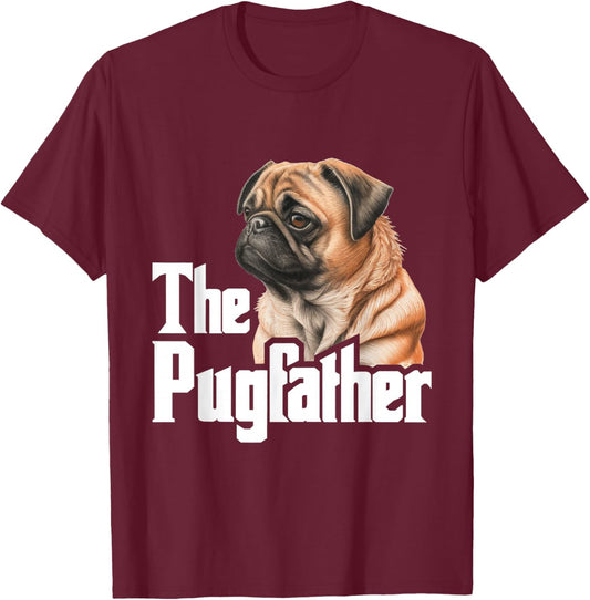 The Pugfather - Father's Day Dog Lover Pet Owner Puppy T-Shirt - T-Shirt | Maroon