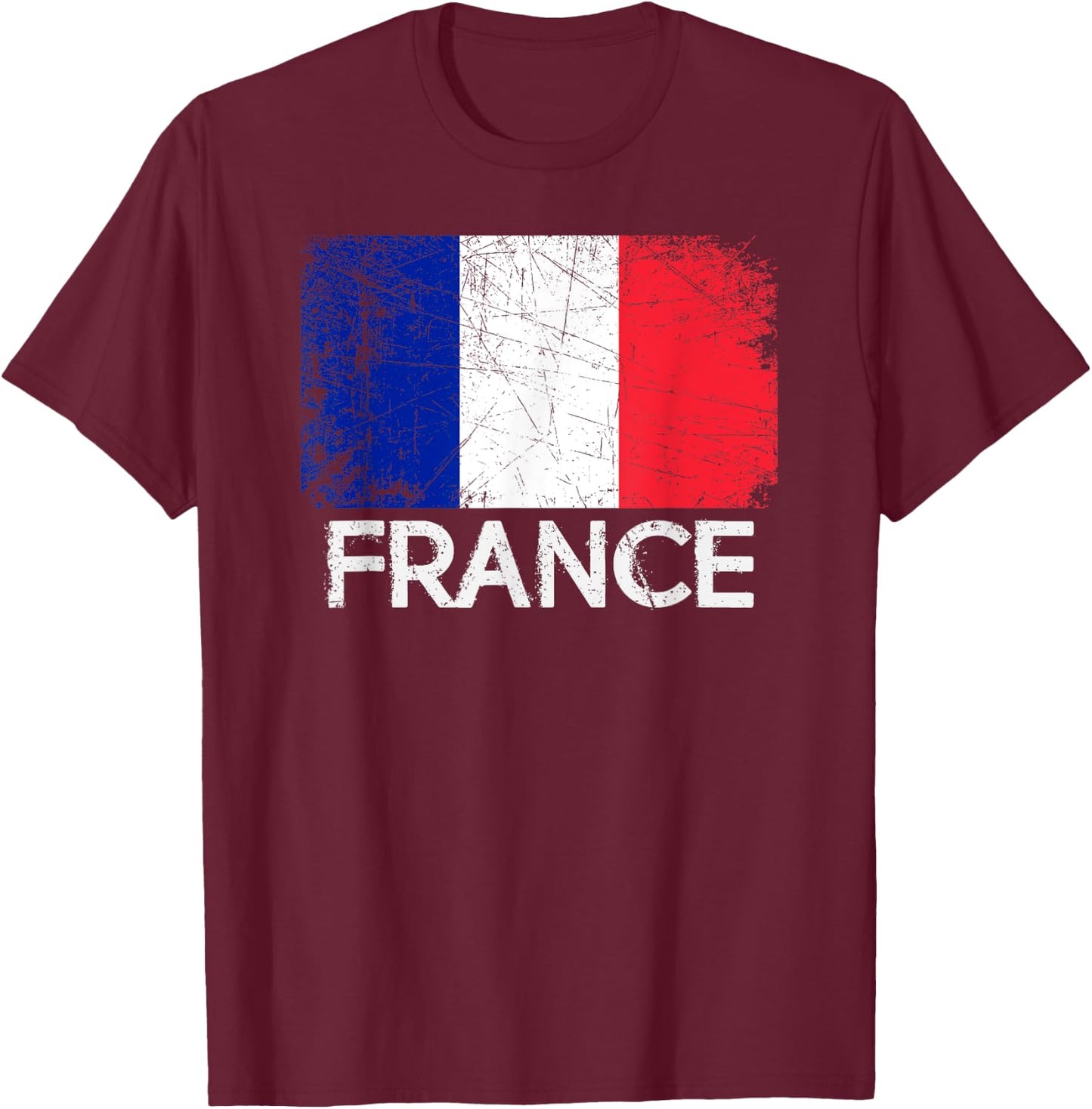 French Flag | Vintage Made In France Gift T-Shirt - T-Shirt | Maroon