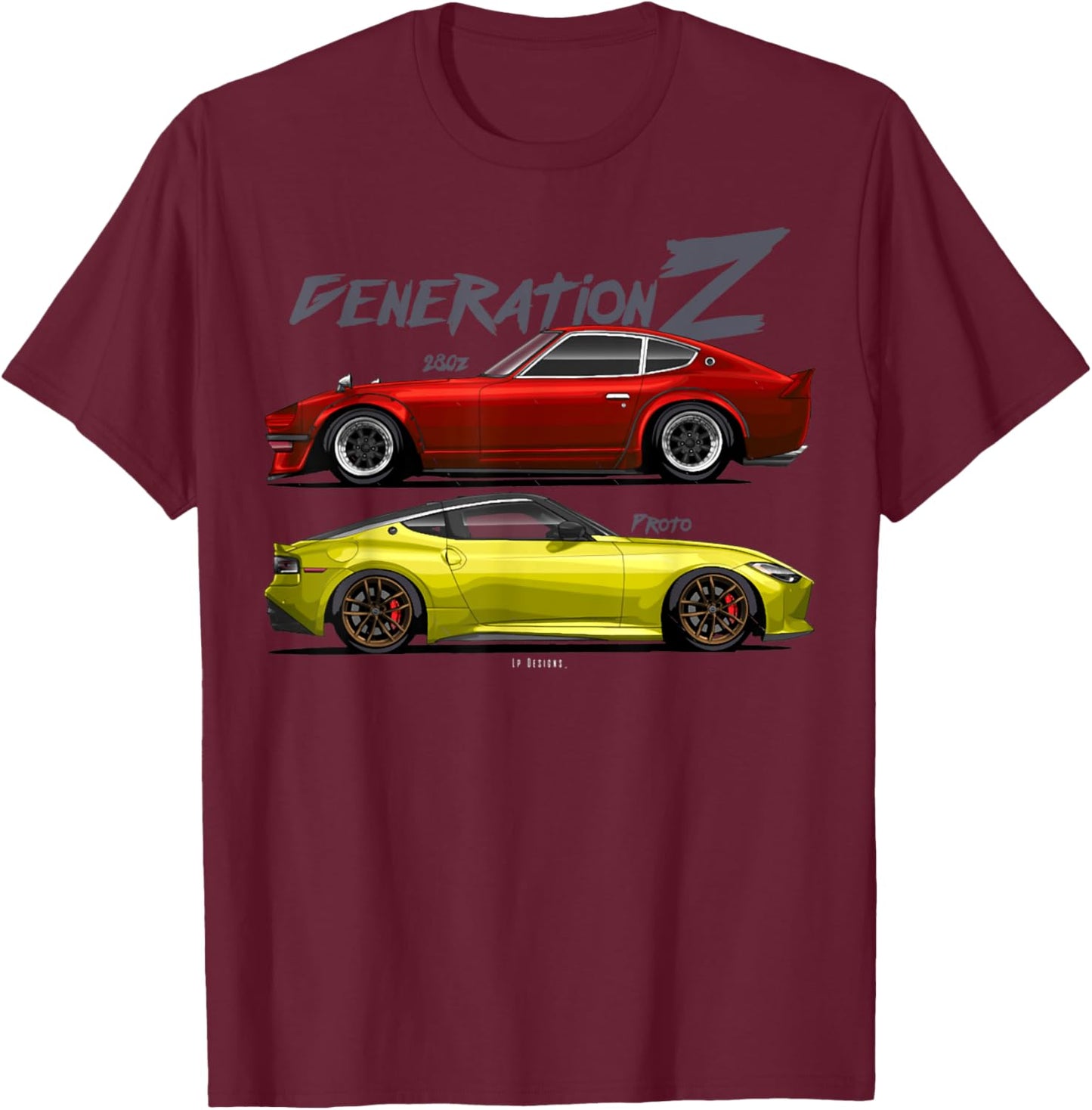 280z Sports Car T-Shirt - T-Shirt | Maroon