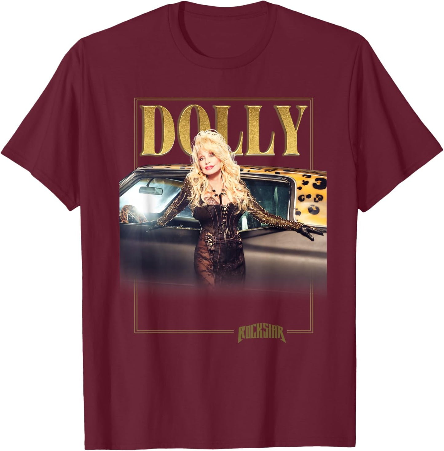 Dolly Parton Rockstar Gold T-Shirt - T-Shirt | Maroon