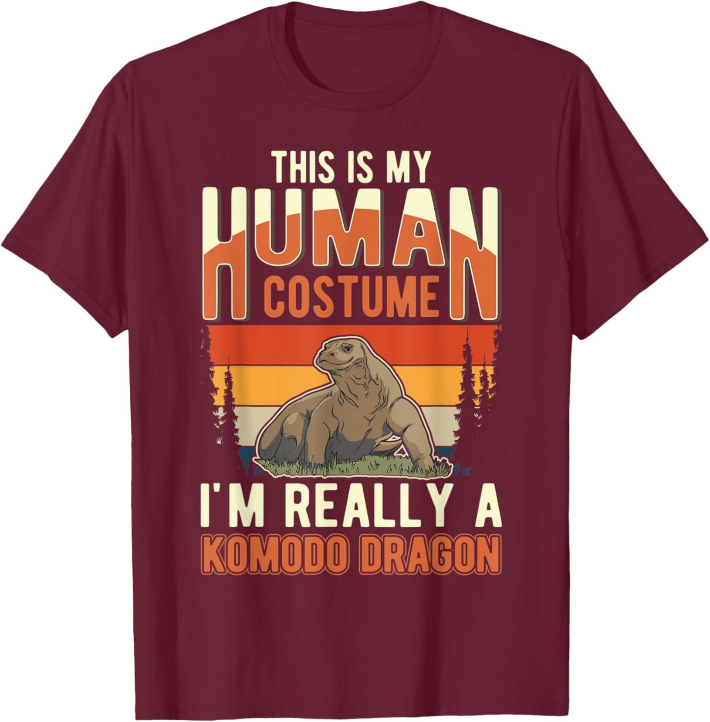 Komodo Dragon Human Costume Halloween Komodo Dragon T-Shirt - T-Shirt | Maroon