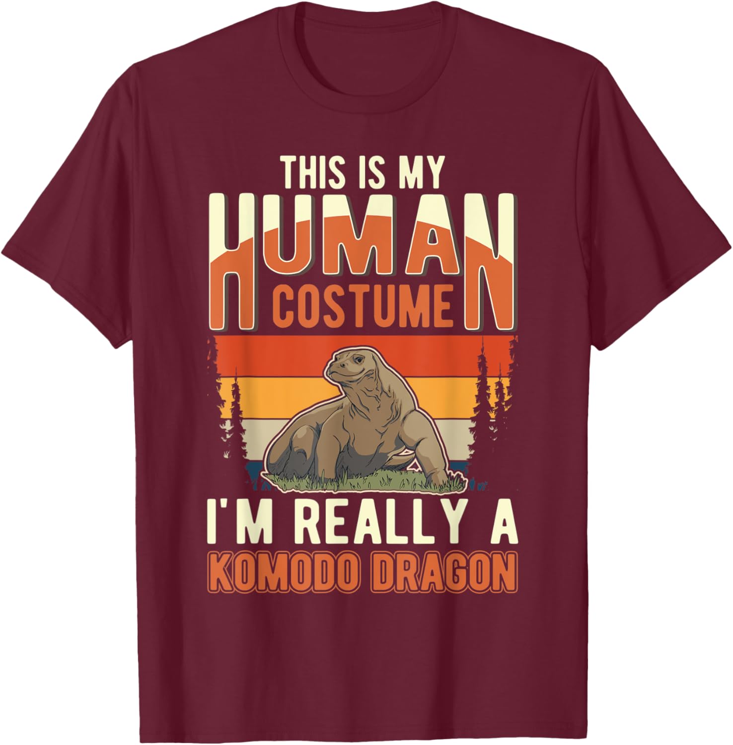 Komodo Dragon Human Costume Halloween Komodo Dragon T-Shirt - T-Shirt | Maroon