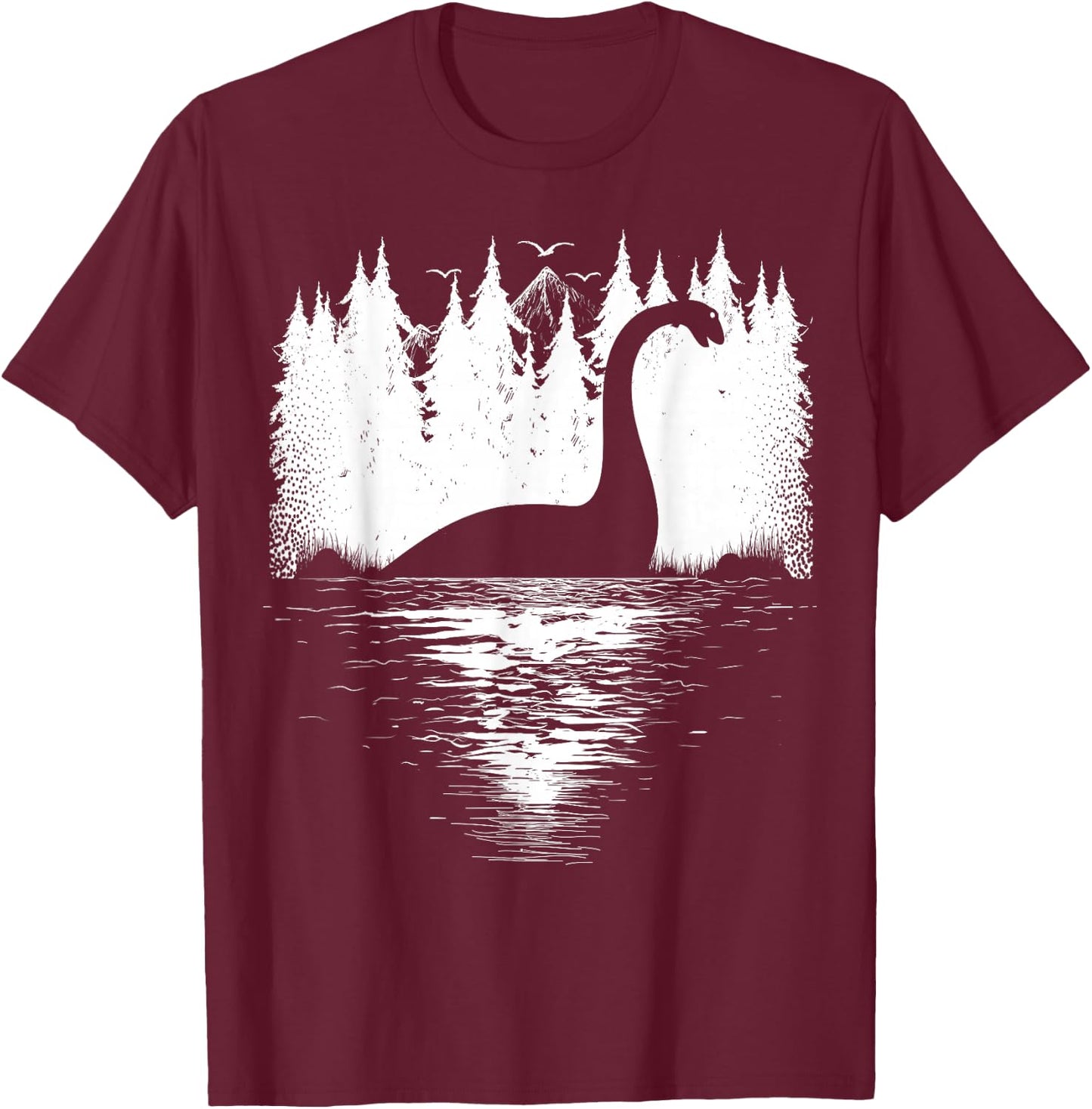 Loch Ness Monster Kids Youth Women | Scotland Cryptid Nessie T-Shirt - T-Shirt | Maroon