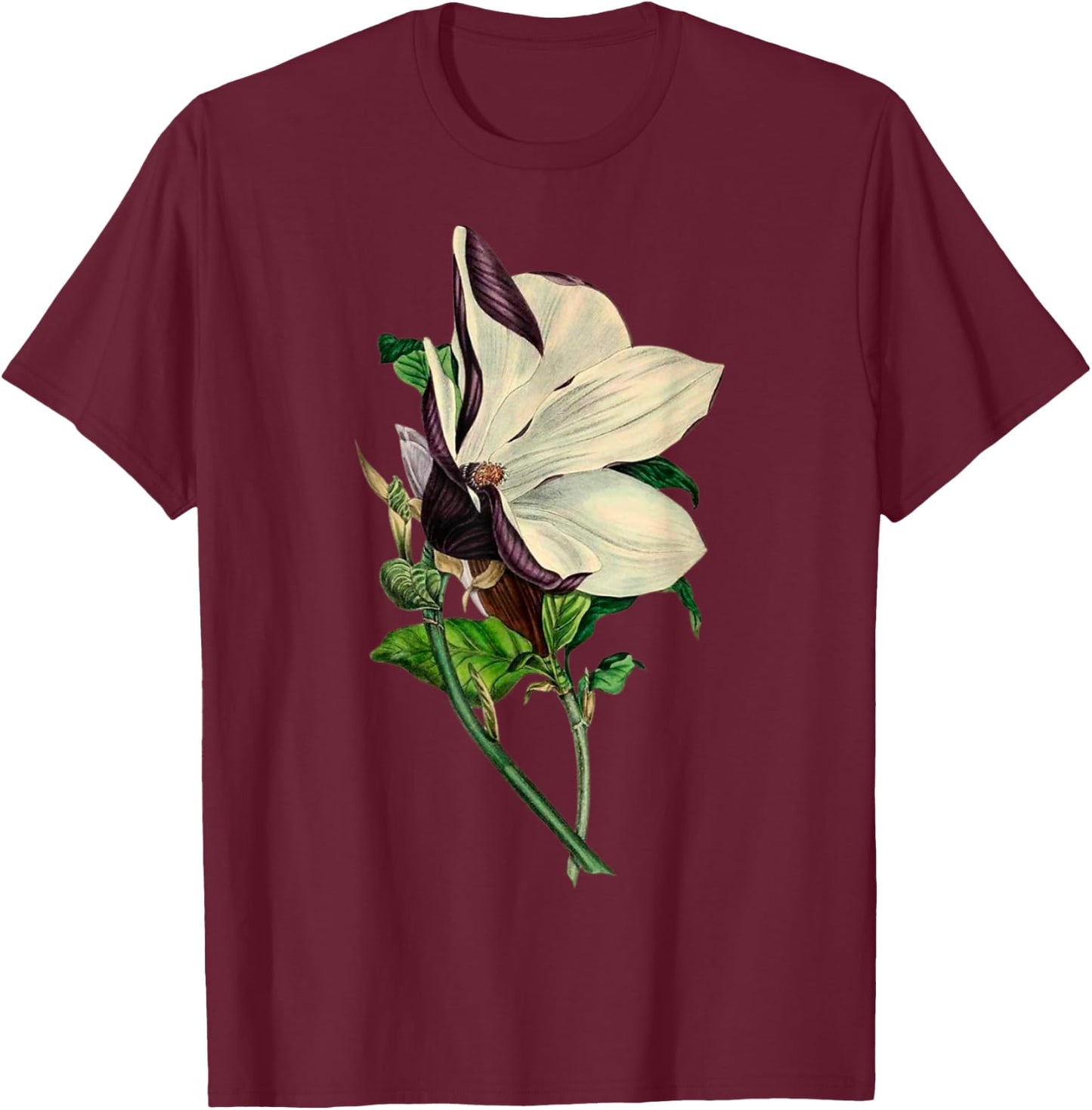 Elegant Orchid Flower Antique Plants Botanical Vintage Gift T-Shirt - T-Shirt | Maroon