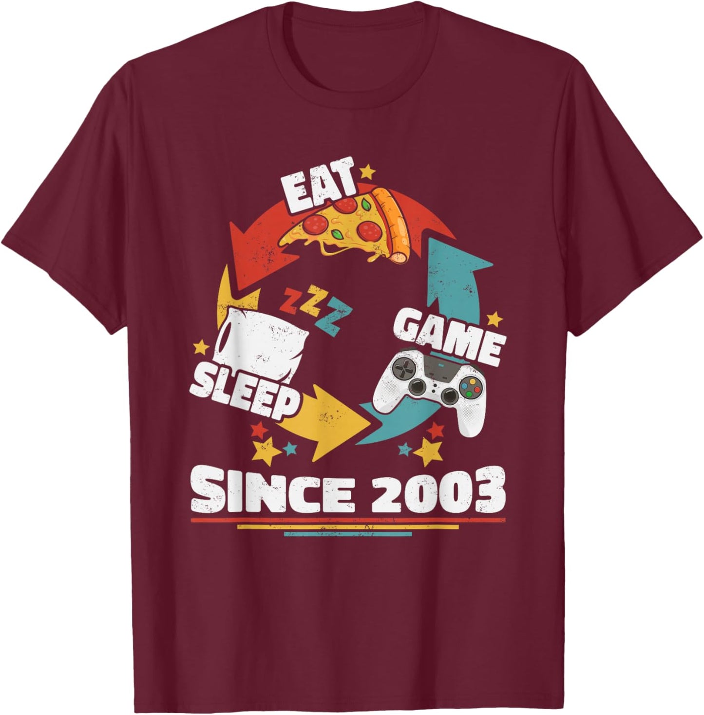 2003 Born 23rd Birthday Men Women Vintage 2003 Gamer T-Shirt - T-Shirt | Maroon