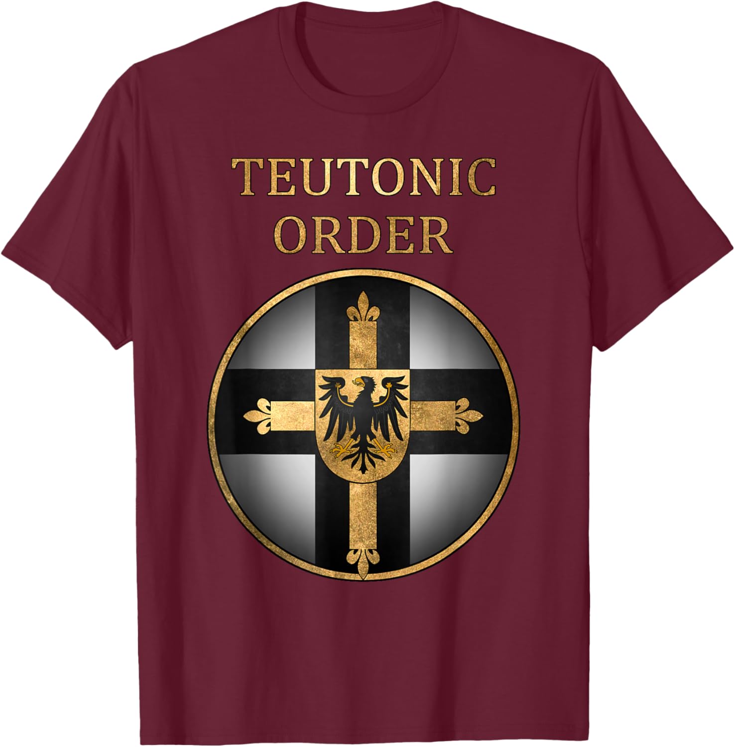 Deutscher Orden Mittelalterliche Heraldik Europäische Ritter T-Shirt - T-Shirt | Maroon