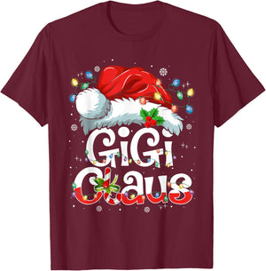 Gigi Claus Shirt Christmas Lights Pajama Family Matching T-Shirt - T-Shirt | Maroon
