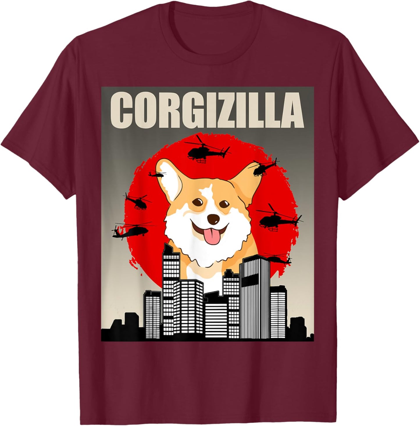 Funny Corgi Pet Dog - Corgizilla T-Shirt - T-Shirt | Maroon