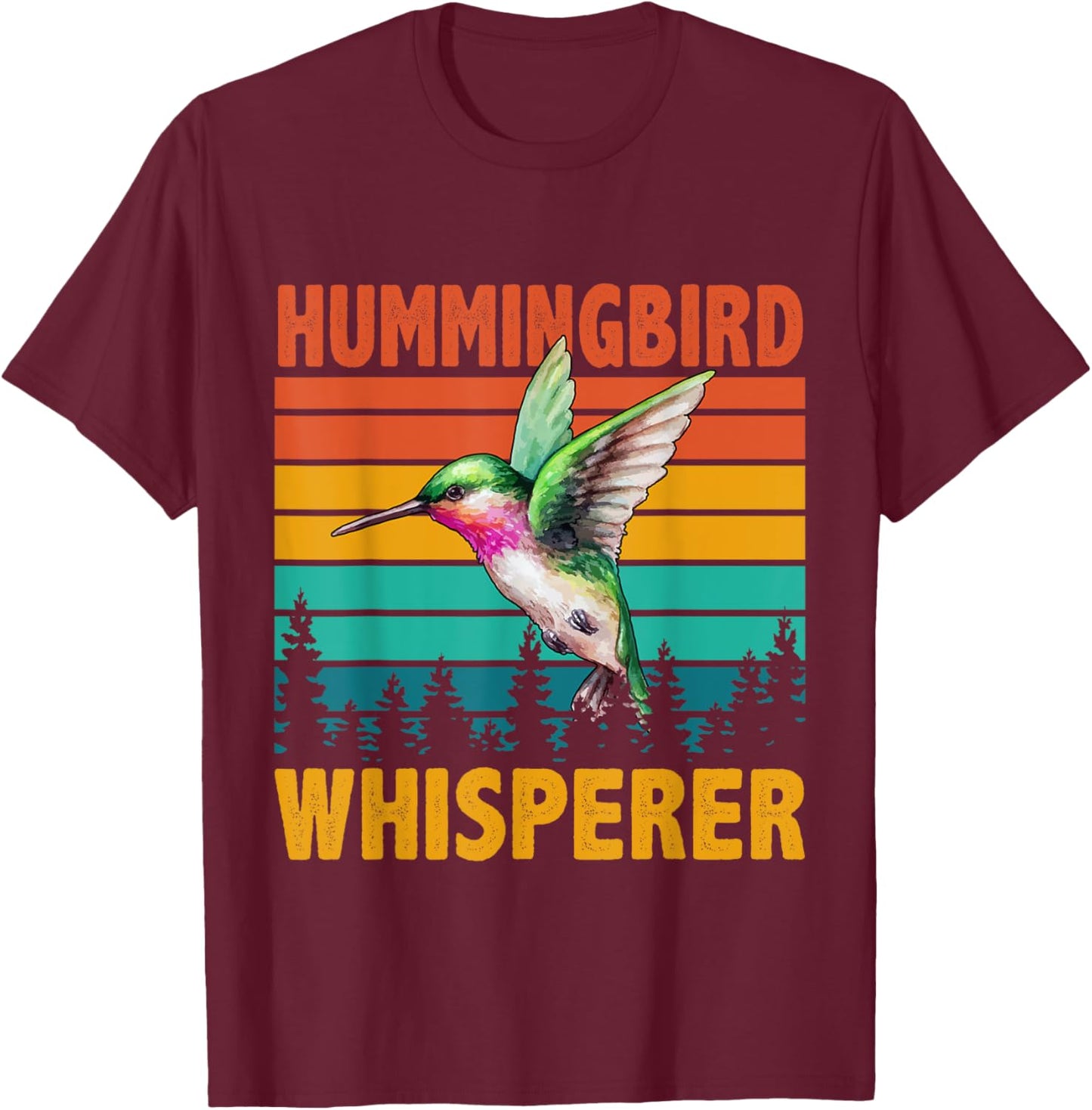 Vintage Retro Hummingbird Whisperer Funny Bird Sunglasses T-Shirt - T-Shirt | Maroon
