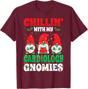 Chillin with My Cardiology Cardiac Nurse Christmas Gnomes T-Shirt - T-Shirt | Maroon