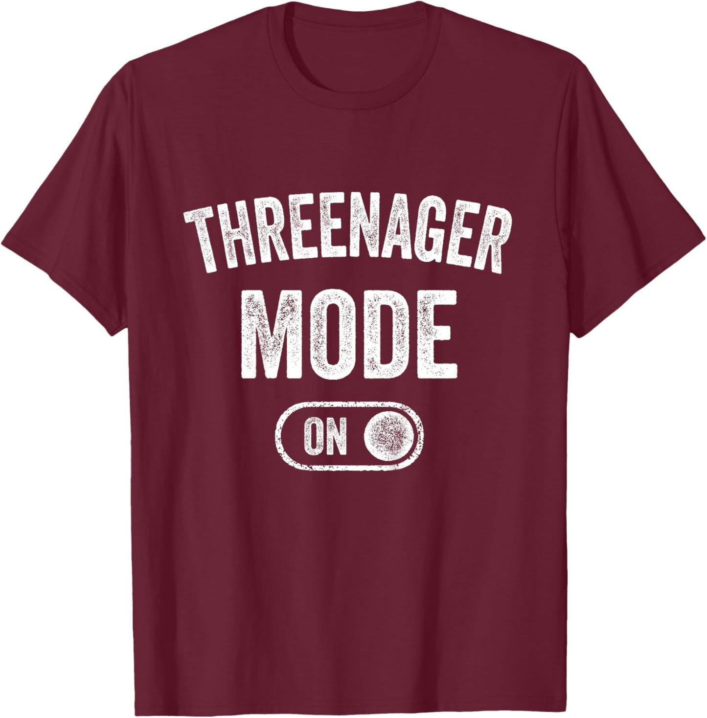 Kids Threenager Mode On 3rd Birthday Gifts Third Bday 3 Years Old T-Shirt - T-Shirt | Maroon