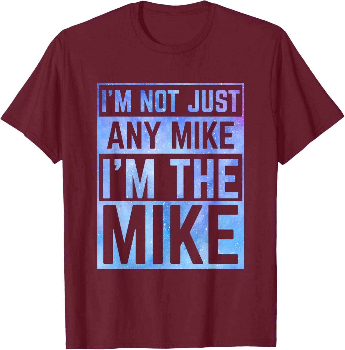 Personalized Gifts For Mike -Adults, -Kids Black Medium Modern Mock Collar Short Sleeve T-Shirt - T-Shirt | Maroon