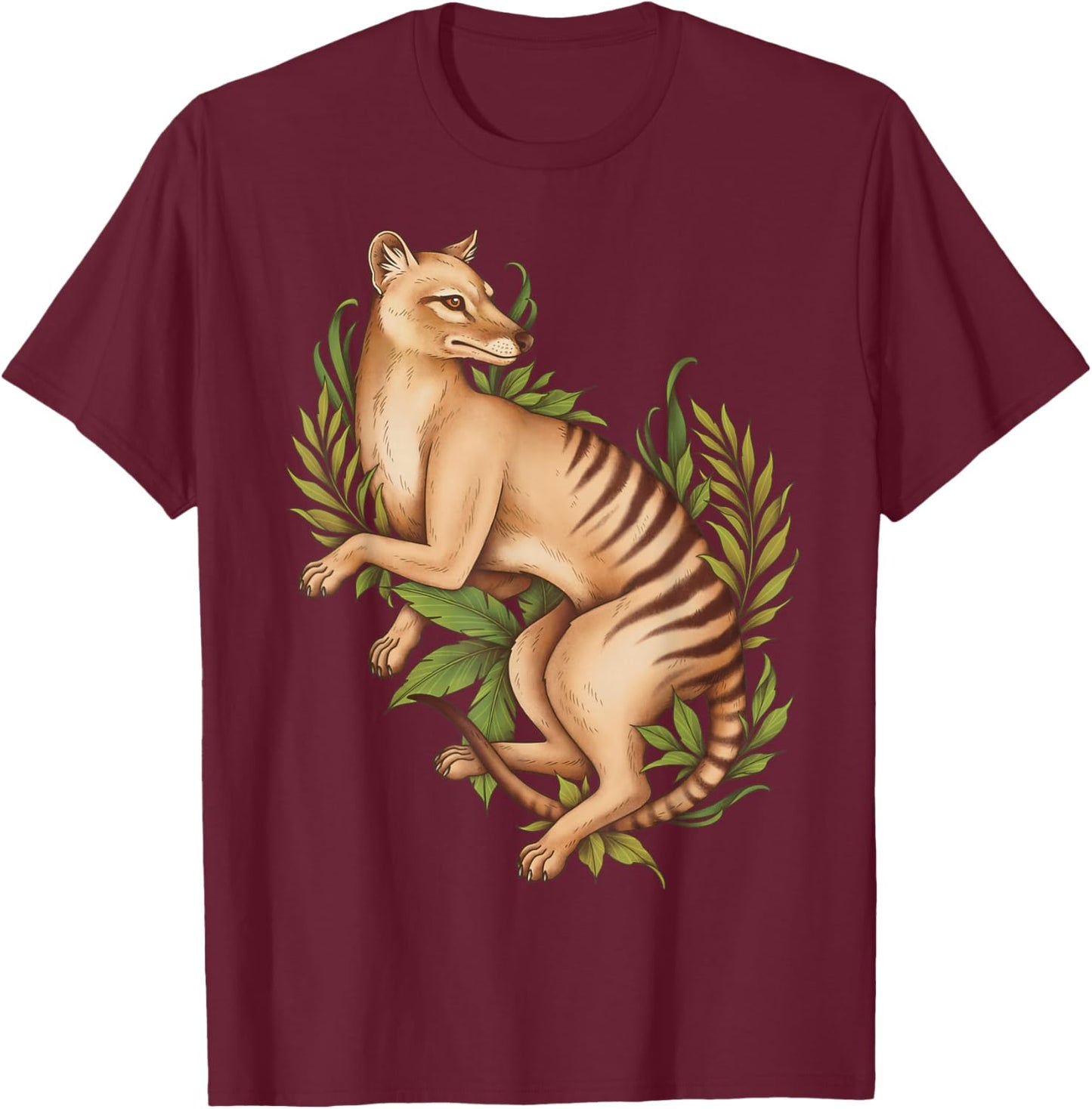 Thylacine Tasmanian Wolf Cryptid Tiger Furry Therian T-Shirt - T-Shirt | Maroon