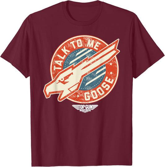 Top Gun Maverick Talk To Me Goose Eagle Head T-Shirt - T-Shirt | Maroon