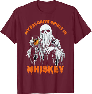 My Favorite Spirit Is Whiskey Halloween Ghost Costume T-Shirt - T-Shirt | Maroon