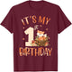 Its My 1st Birthday Cute Fox 1 Year Old Birthday Decorations T-Shirt - T-Shirt | Maroon